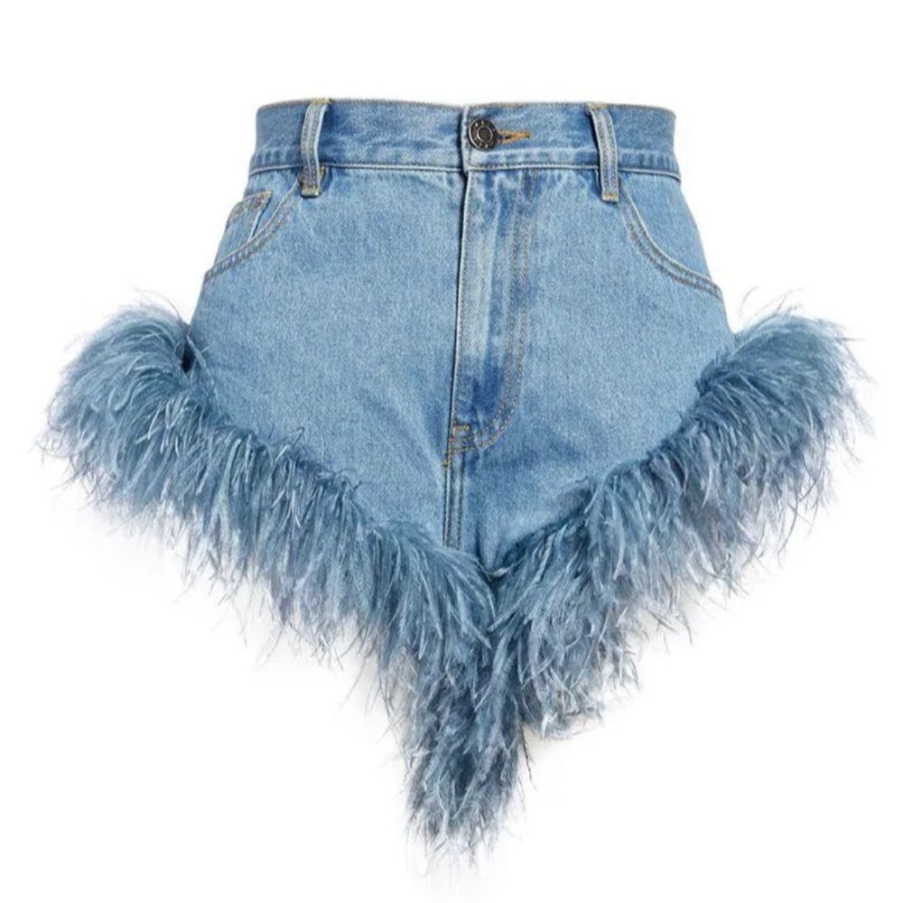 Jean Shorts with Tassel Fur